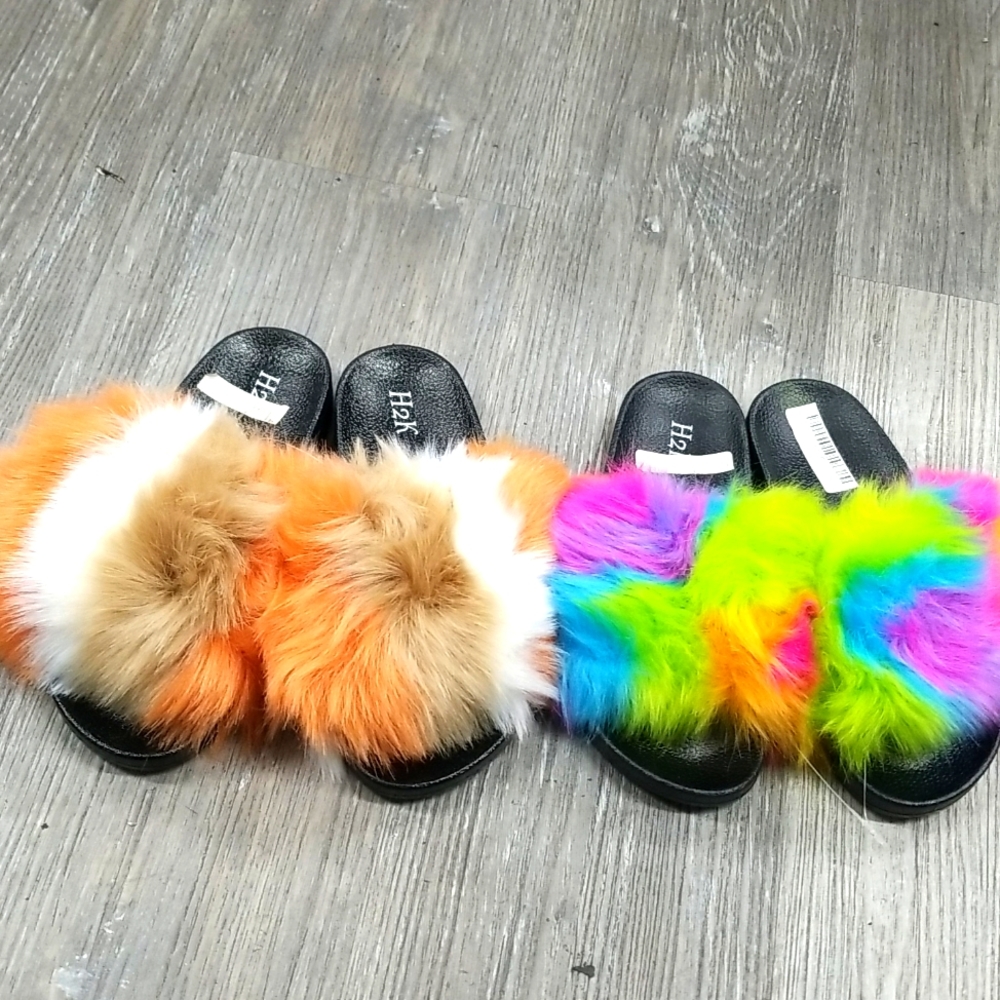 Super cute & sexy fun faux fur fuzzy slides